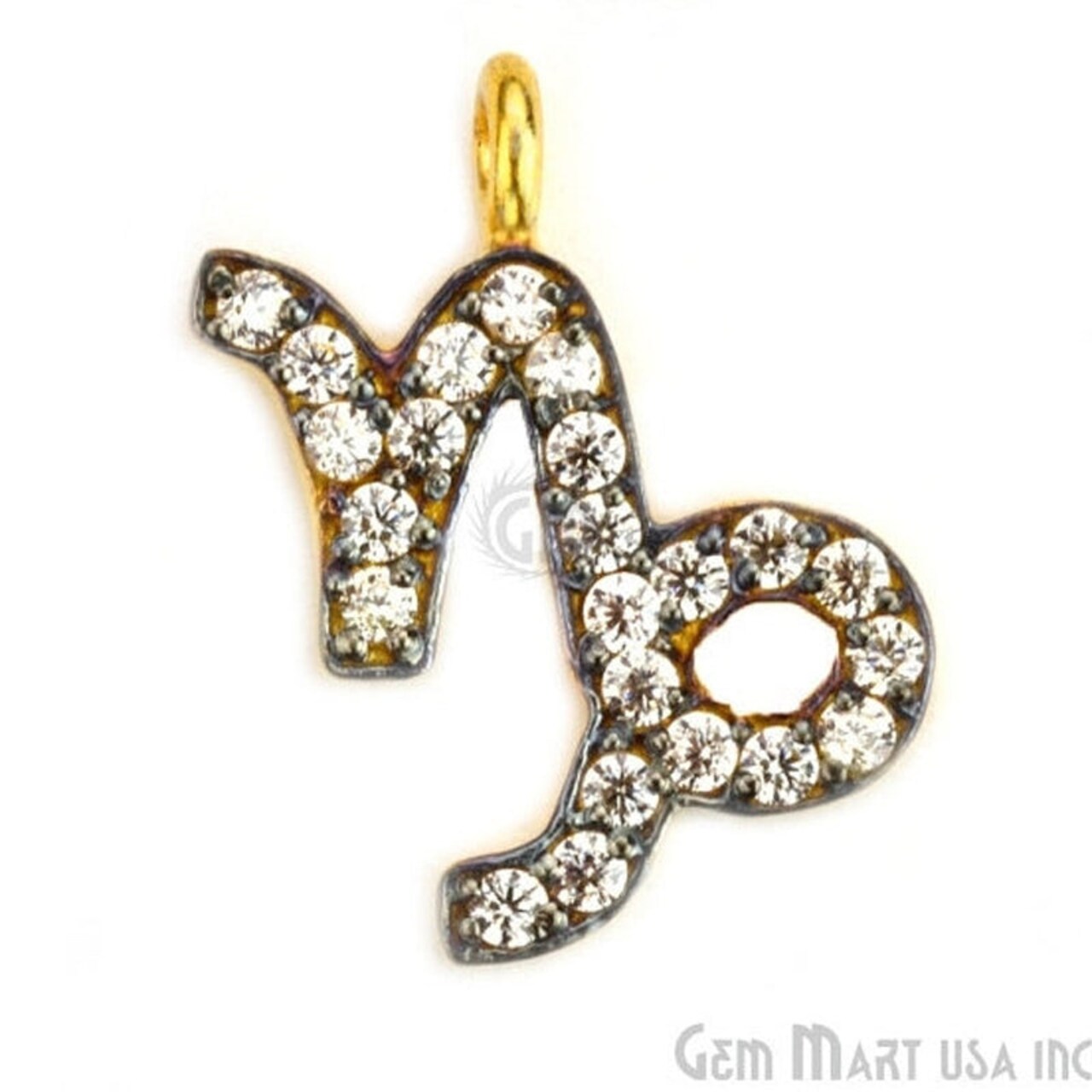 Capricorn' CZ Pave Gold Vermeil Charm for Bracelet & Pendants (CHWS-40063)